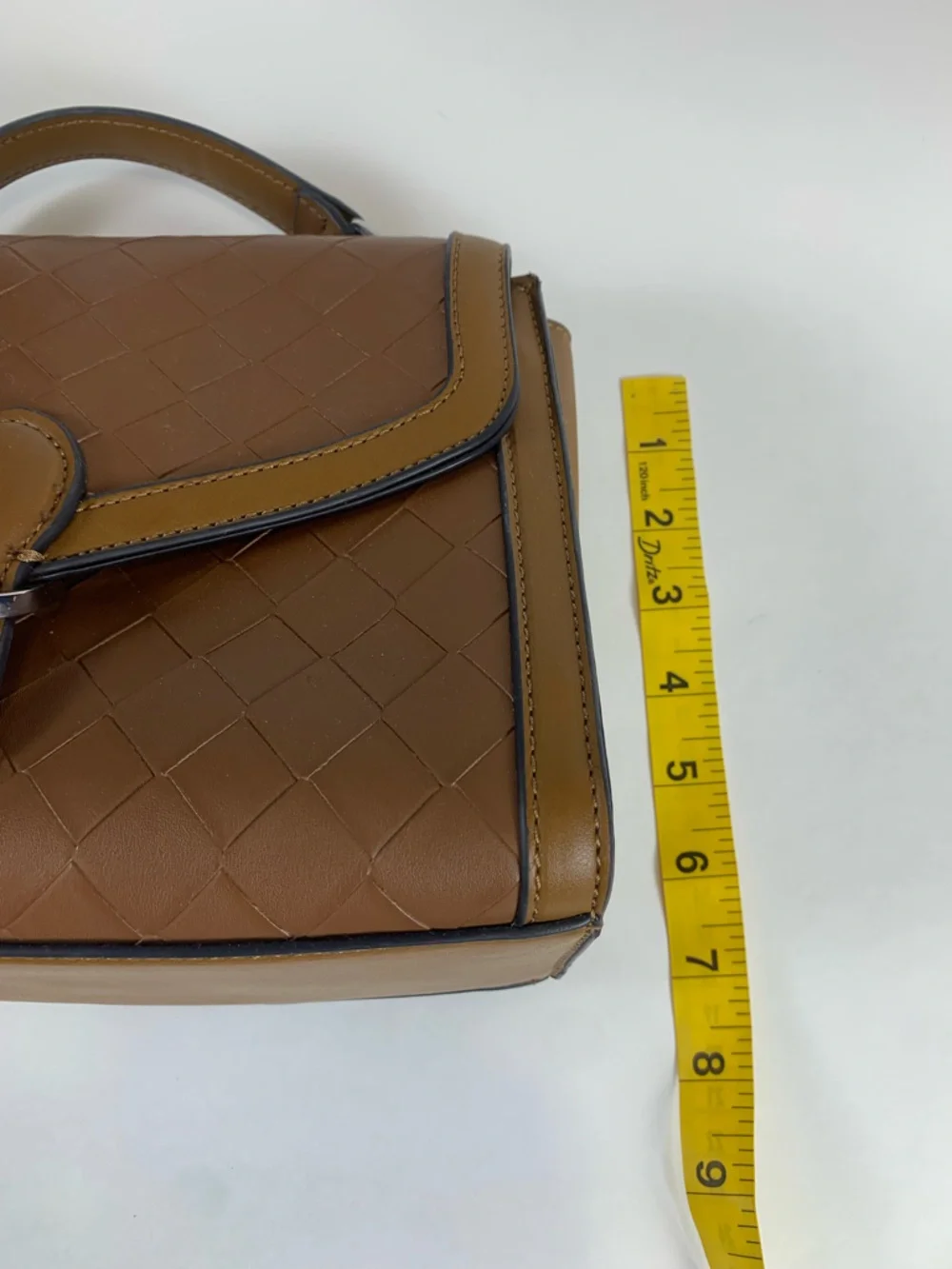 Nine‎ West Brown Woven-Texture Top Handle Satchel Purse